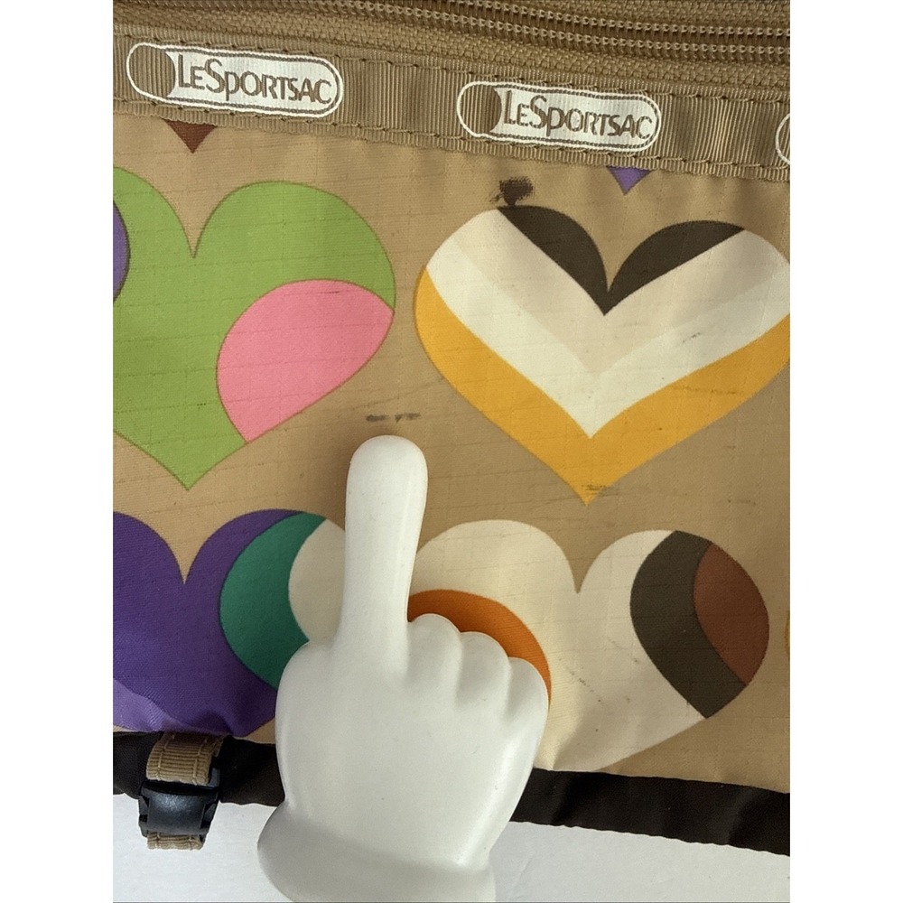 Vtg Le Sportsac Colorful Hearts Deluxe Everyday Shoulder Bag W/ Zipper Pouch Set - Picture 13 of 16